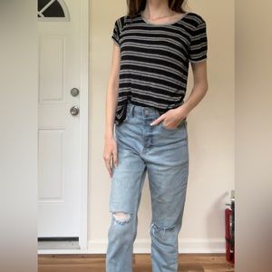 Pink Republic Black and Grey Striped Tee